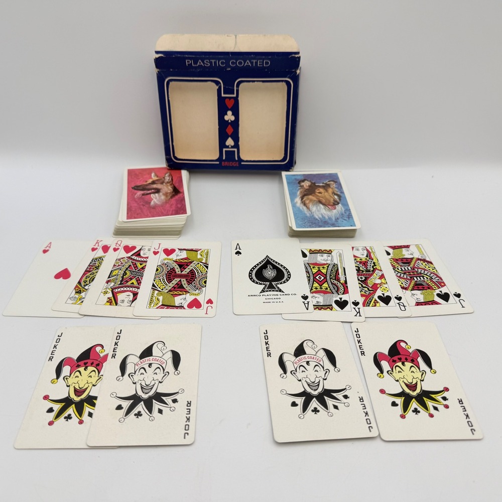 Vintage Arrco & Congress Playing Cards Dog Bird Illustrations 4 Decks Total USA